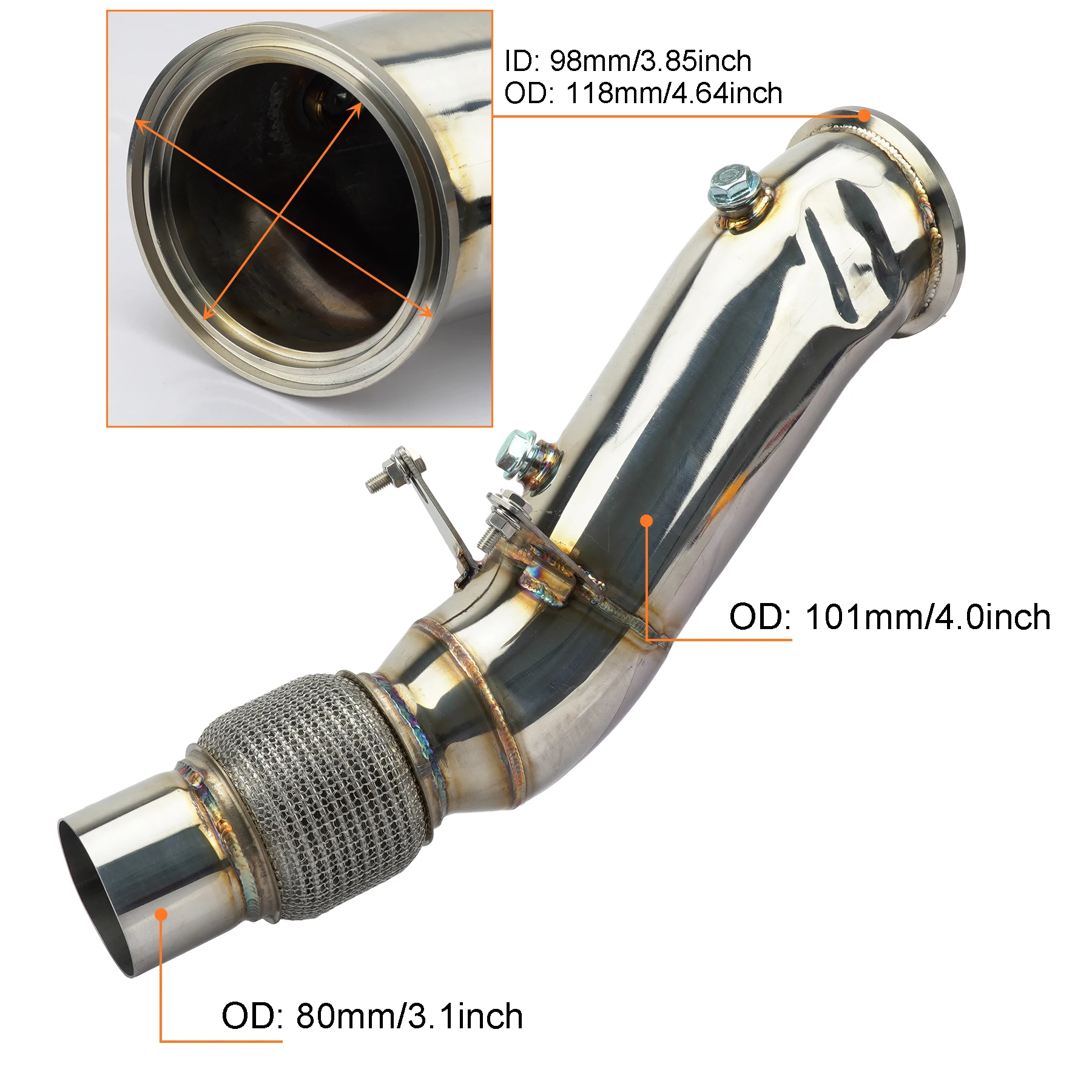 Exhaust Catless Downpipe for BMW B48 Engine 120i 125i 220i 230i 320i 330e 330i xDrive 420i 430i 730i 730e F20 F22 F30 F31 F32