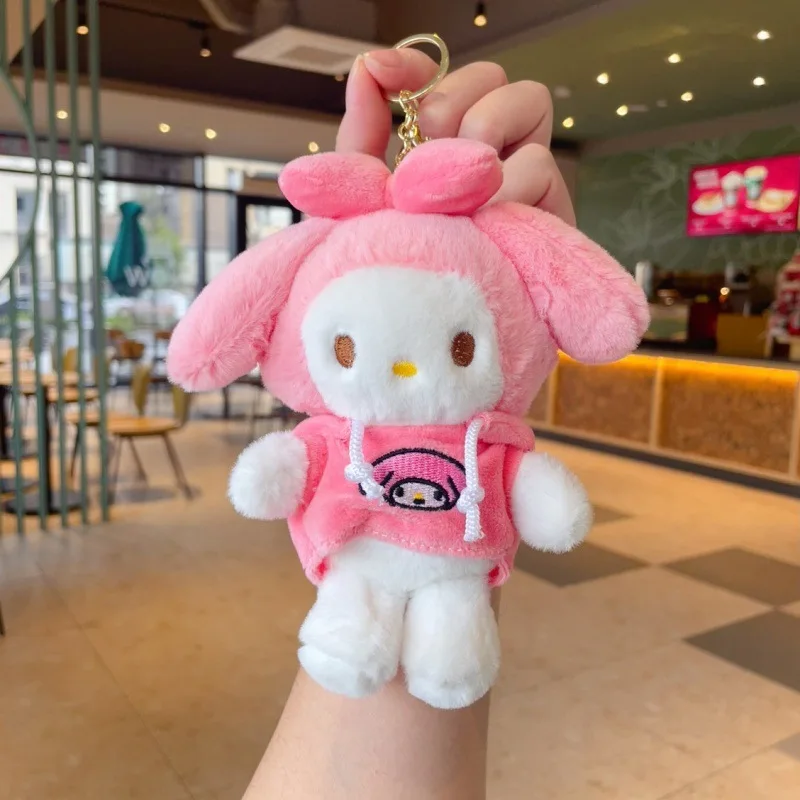 Breloczki pluszowe Hello Kitty Melody Cinnamoroll Kuromi Purin, kawaii breloczki, zawieszki do torebek, akcesoria.