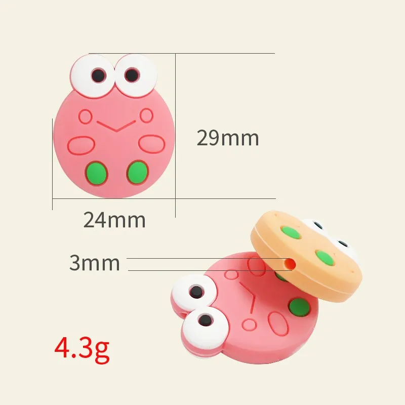 10pcs Frog Head Silicone Focal Beads DIY Necklaces Pacifier Chain Ballpoint Pen Accessory Food Grade Soft Silicone Bead for Baby