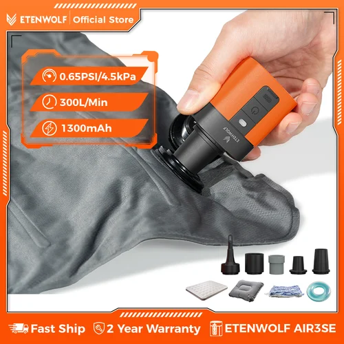 ETENWOLF AIR 3SE bomba de aire eléctrica 1300mAh luz de Camping bomba al aire libre para colchón de aire flotadores de piscina almohadillas para dormir