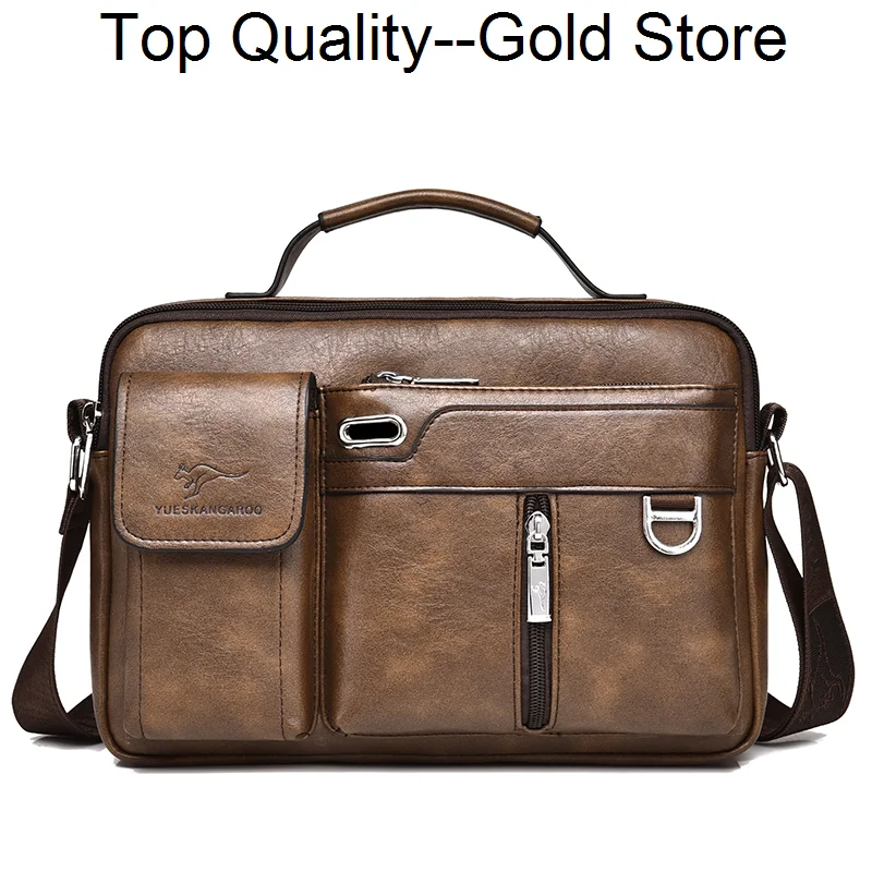 Kangaroo Luxury Brand Fashion Casual PU Leather Men's Shoulder Bag Vintage Messenger Men Handbag Waterproof Crossbody s