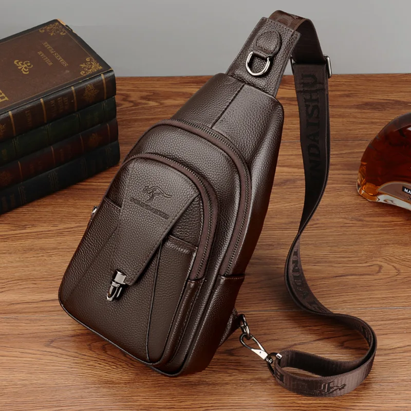 

Men's chest bag buckle zipper cross-body casual shoulder bag leather men's large capacity shoulder business backpack