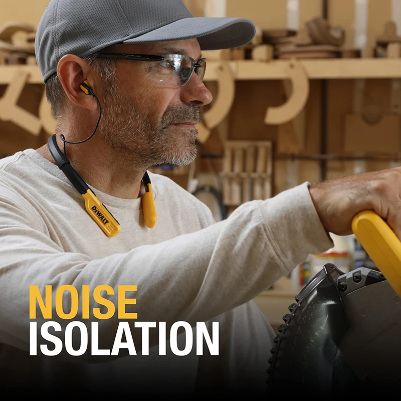 DEWALT DXMA1902091 auriculares inalámbricos con Bluetooth, Jobsite Pro, banda para el cuello Flexible, auriculares cómodos con aislamiento de ruido