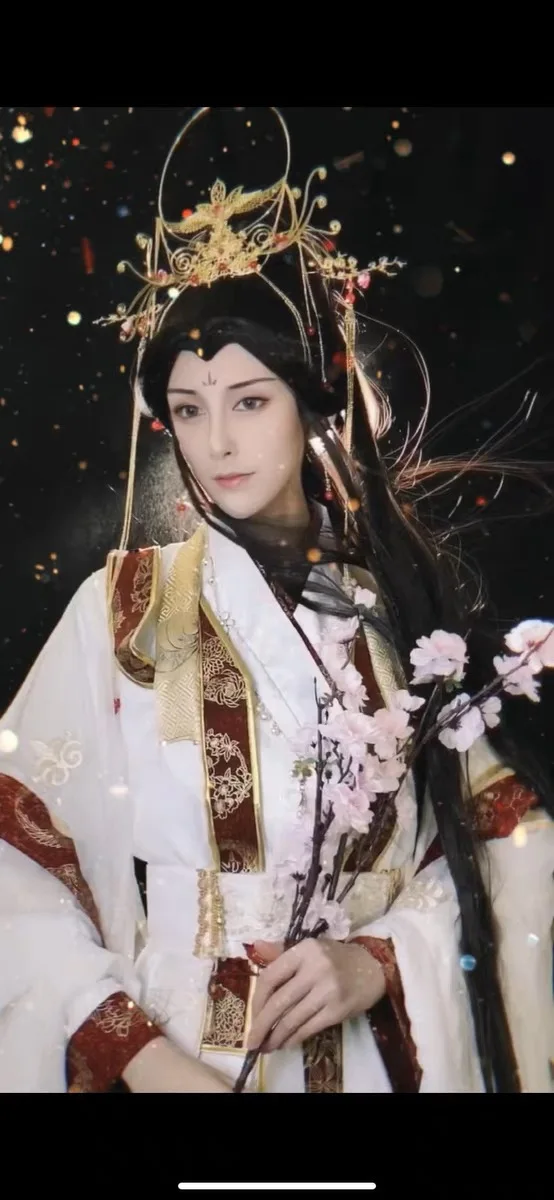 Heaven offices Blessing Xie Lian disfraz de Cosplay, Tian Guan Ci Fu, corona, príncipe Cos, pelucas superiores, hombres y mujeres, blanco, Han Fu,