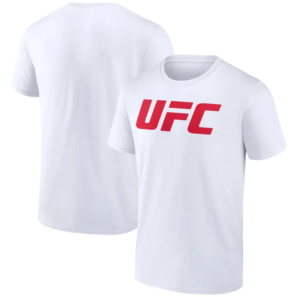 Men Classic MMA Fighting Sports T‑Shirt Red Logo UFC Print Tees Casual Workout Fan Streetwear Tops Cotton T-Shirt Kid's Tee  ﻿