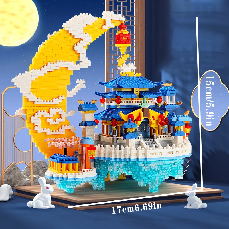 1852-Piece Guanghan Palace Adult Building Blocks High Difficulty Construction Series Assembly Educational Toy Ancient Architecture Moon Romantic