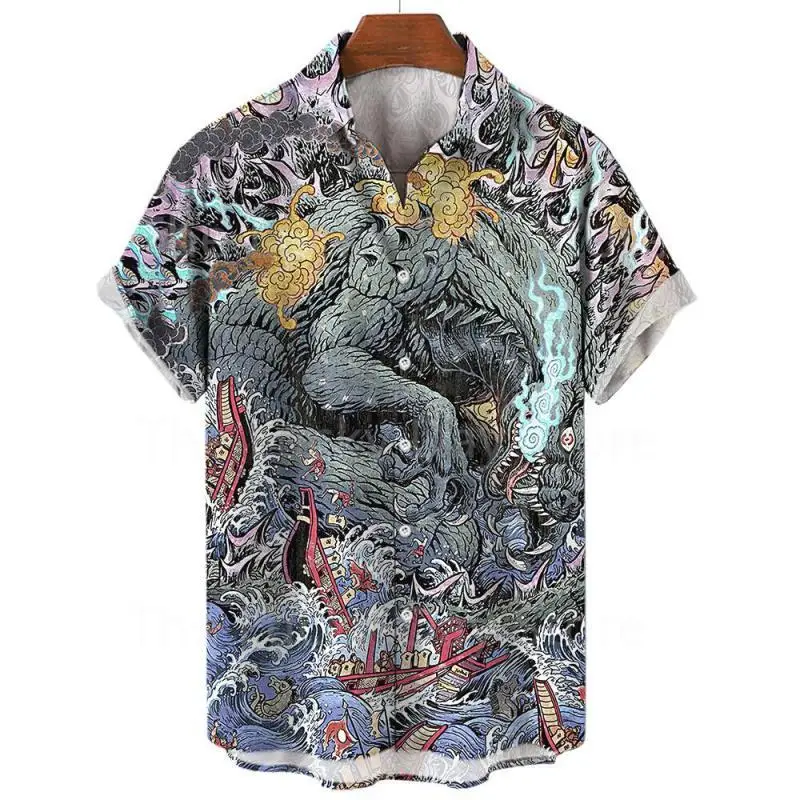 Men\'s Custom Social Hawaiian Oversized Shirts Harajuku Vintage Pattern Summer Stylish Prints Formal Y2k Streetwear Top Clothing