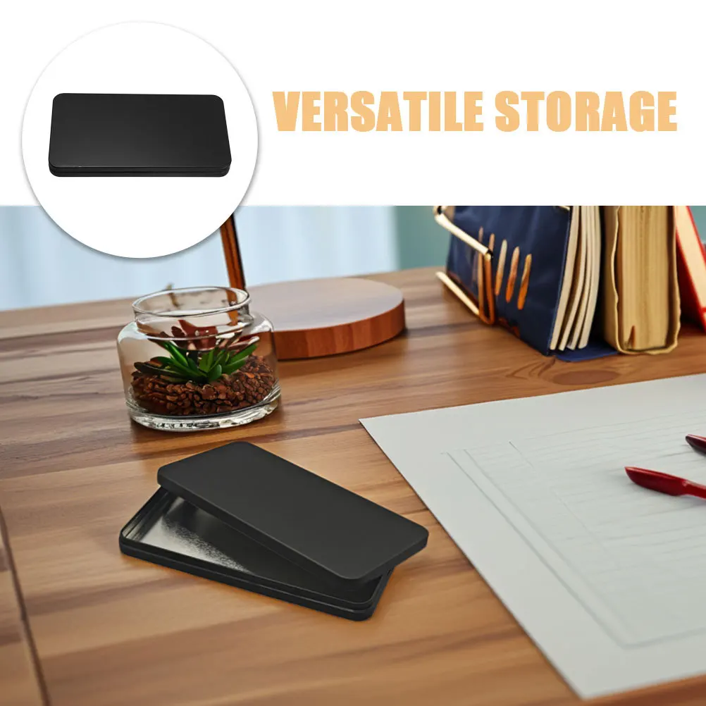 2 قطعة غطاء صندوق النقود المعدني الأسود مستطيلة المال المنظم عملات مجوهرات طوابع تخزين العملات الصغيرة صفيح سهلة التنظيف