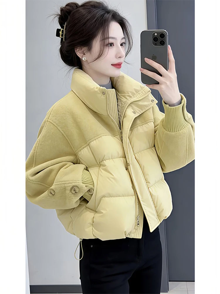 

Faionable Patchwork Thi Cotton Jaet Women's Winter Casual Loose Stand Collar Versatile Cotton Clothes Sli Outerwear