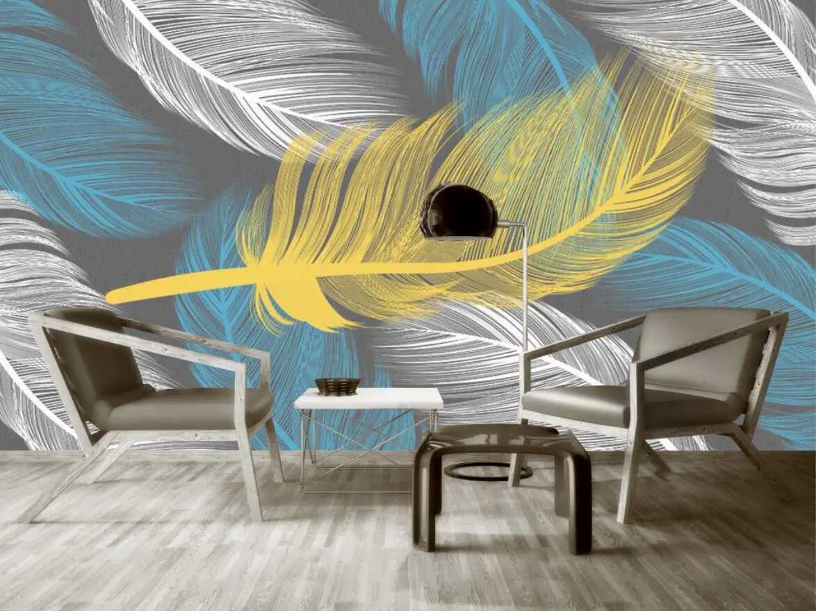 Customized Size Feather Wallpaper Home Decoration Pink Feather Children's Room Bedroom Background Wall 3D Wallpaper Photo Mural