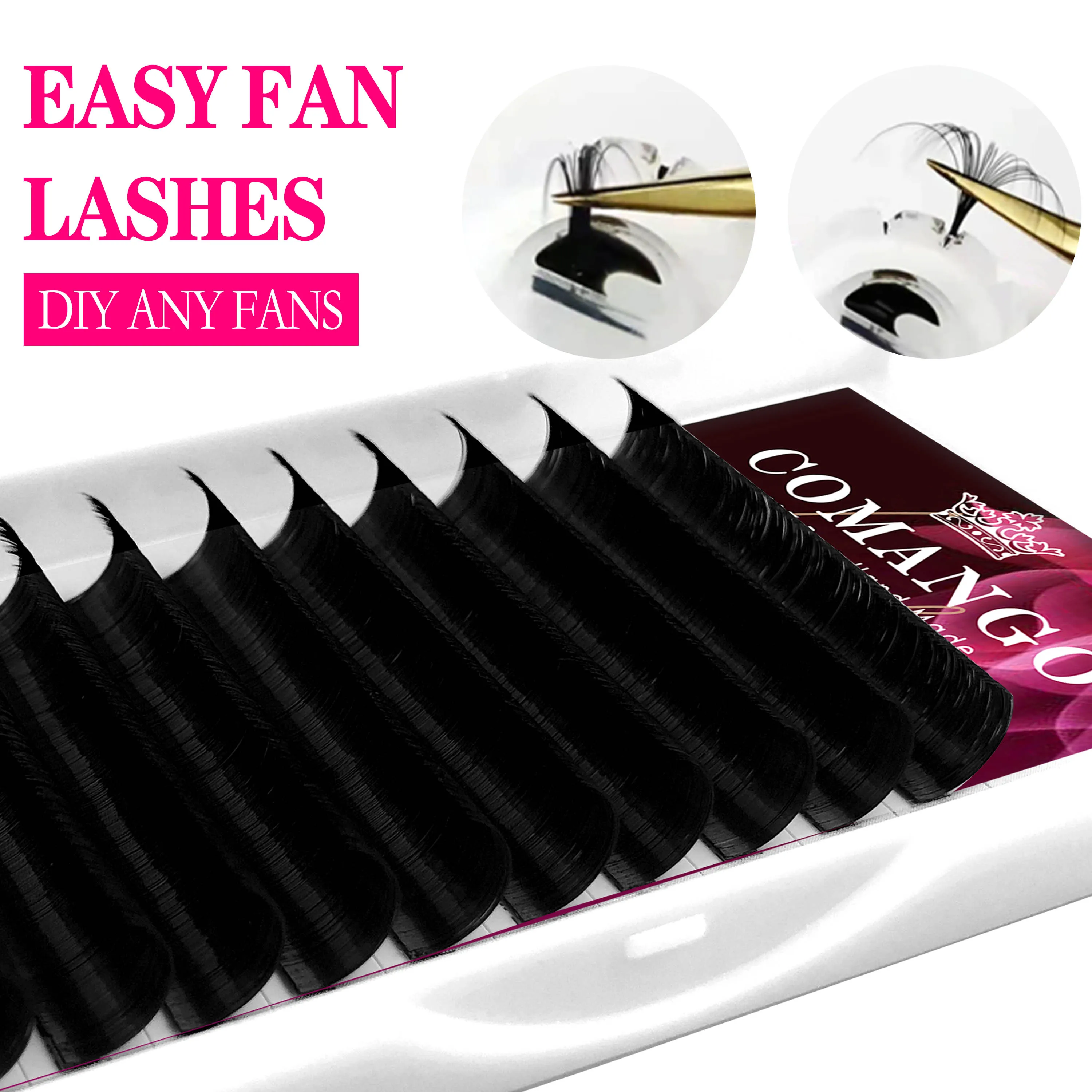 CoMango Easy Fan Lashes Faux Mink Eyelash Extension Fast Bloom Austomatic Flowering Self-Making Volume Soft Natural Makeup Beaut