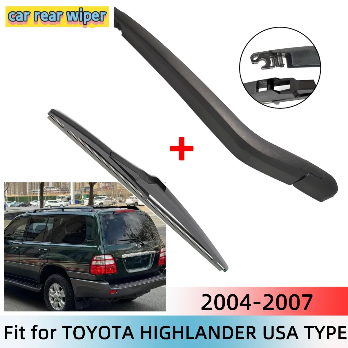 

Rear Wiper Blade & Arm Set Kit For TOYOTA HIGHLANDER USA TYPE 2004--2007 Windshield Windscreen Rear Window