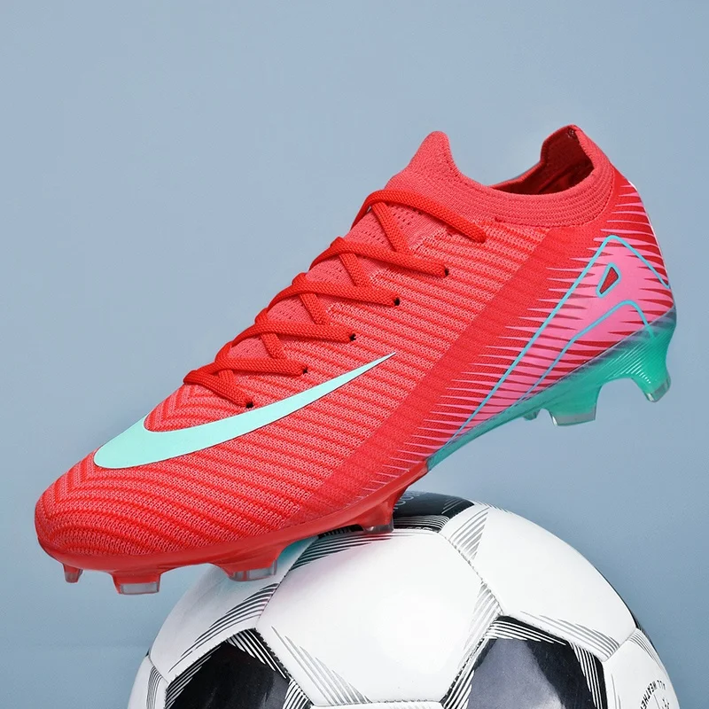 

New Men Football Boots Training Soccer Shoes Cleats Match Outdoor Long Spikes Sport TF/FG Grass Ankle Hot-selling High-quality