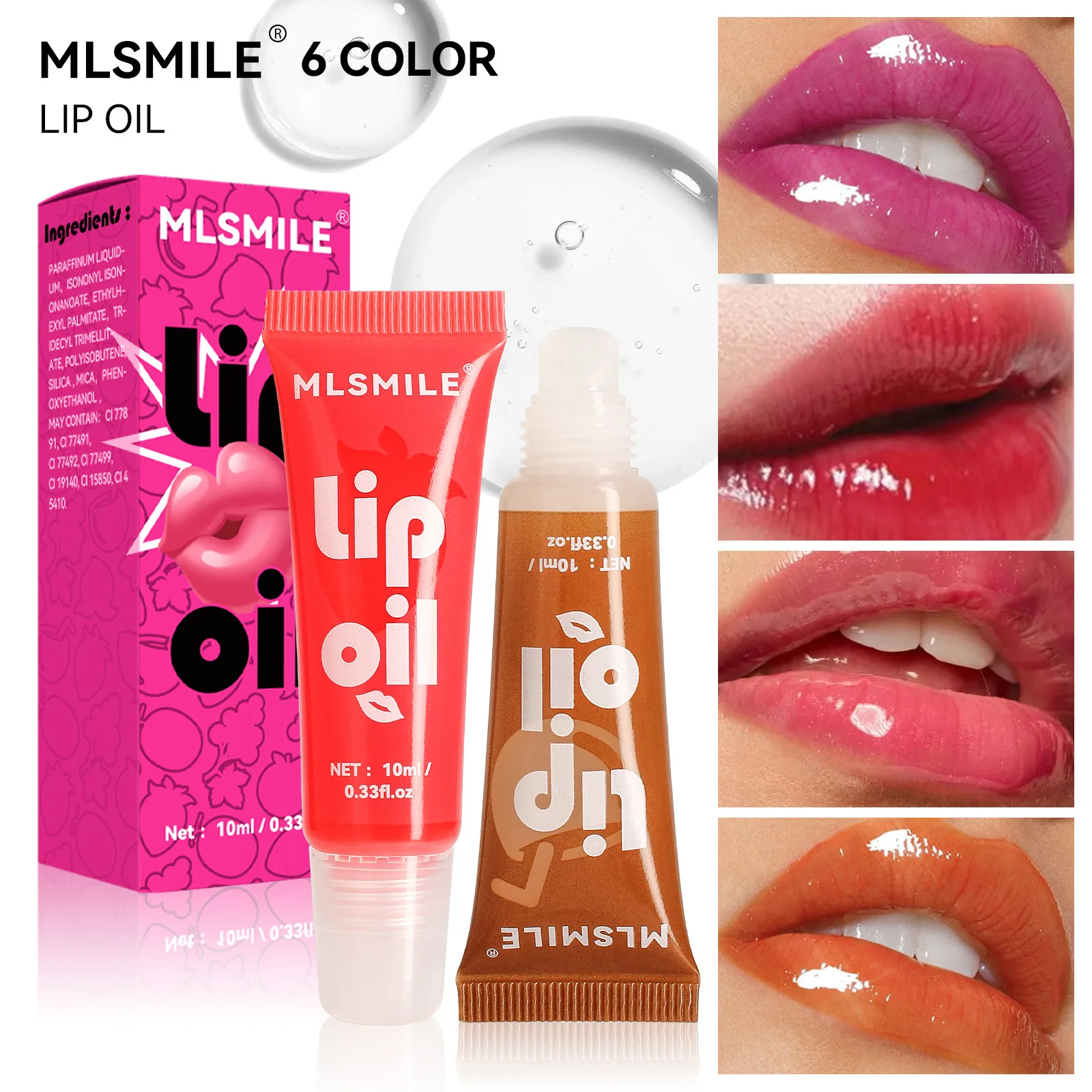 MLSMILE6 color fruit flavor moisturizing mirror lip gloss foreign trade makeup lasting moisturizing lip gloss wholesale