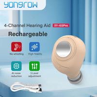 Hearing Aids 4 channels Without Whistling Rechargeable Sound Amplifier for the Deafness Behind Ear Adjustable Amplifier Speaker
