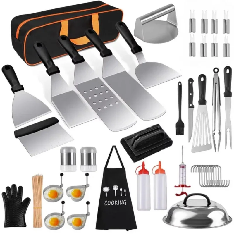 

BBQ stainless steel BBQ tool set, including cooking shovel,combination BBQ tool,multi-function set, suitable for outdoor camping
