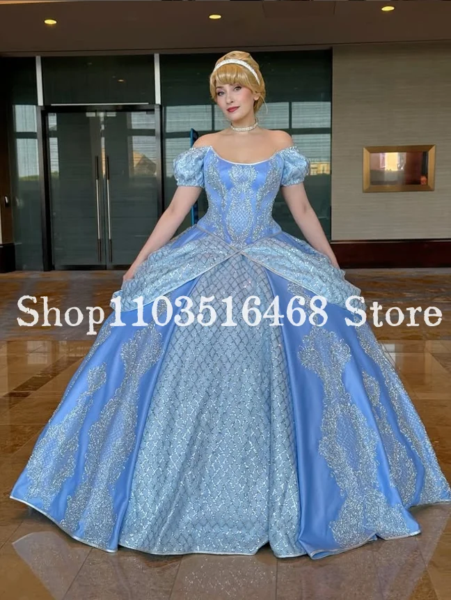 

Princess Fluffy Victorian Prom Dress Vintage Strapless Corset Tie Beaded Inlay Fairytale Cosplay Puffy Halloween Customised
