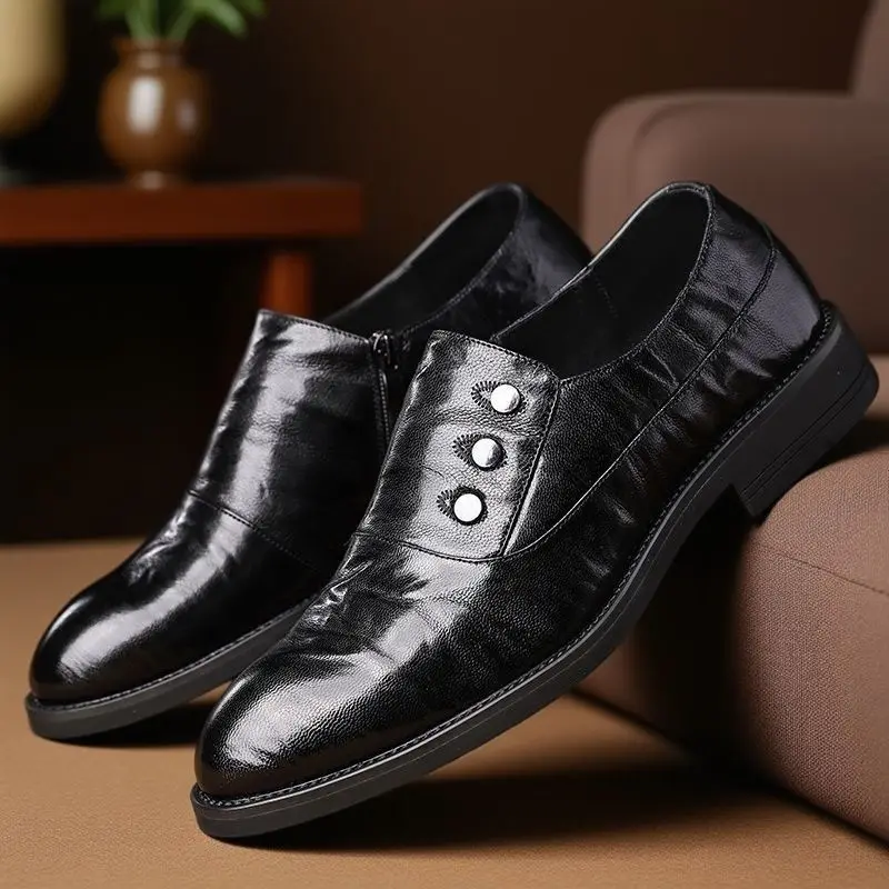 الأعمال السوداء أشار تو الأحذية الاجتماعية الذكور ربيع الخريف شهم الفاخرة مصمم الأحذية مكتب أحذية رجالية عادية رسمية #5