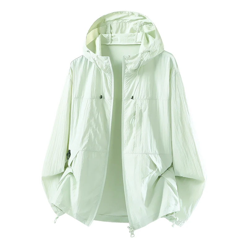 Summer Women Quick‑Dry Sun Protection Jacket Hooded Loose Thin Coat Outdoor Hiking Cycling Breathable Anti‑UV Skin Windbreaker O