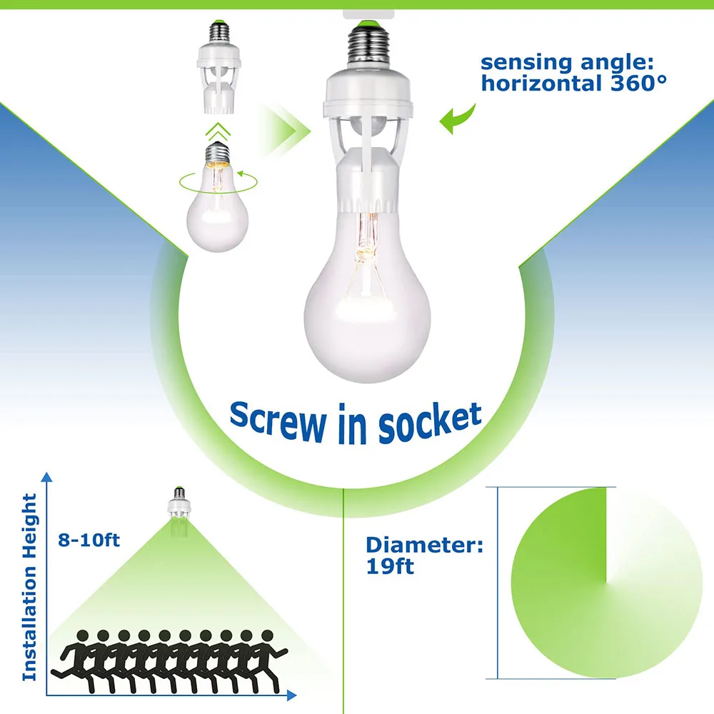 AC100-240V E27 Socket Converter with PIR Motion Sensor Ampoule LED E27 Lamp Base Intelligent Switch Light Bulb Lamp holder