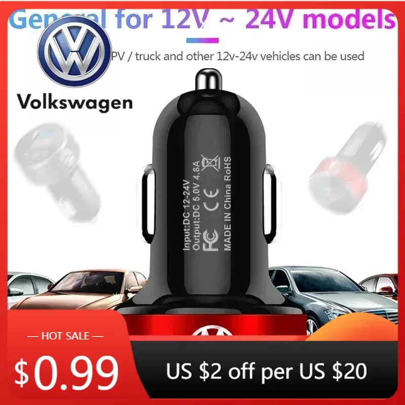 

For VW 80% New Car Styling Led Charger 5 Ports Fast Charge PD QC3.0 USB C For Volkswagen Jetta MK5 MK6 Golf-4 5 6 7 Passat