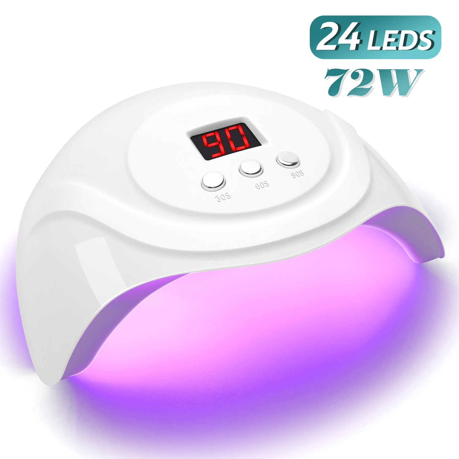 

72W UV Nail Lamp Professional 24 LEDs Nail Dryer with 3 Timer Settings Quick-drying Manicure Lamp for Curing All Nails Gel