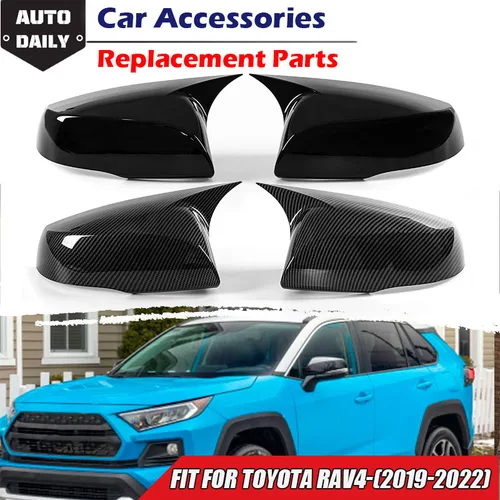Imagen 1 del producto Ryming para Toyota RAV4 Highlander 2019-2022 cubierta de espejo lateral accesorios de retrovisor patrón de carbono negro brillante modificado