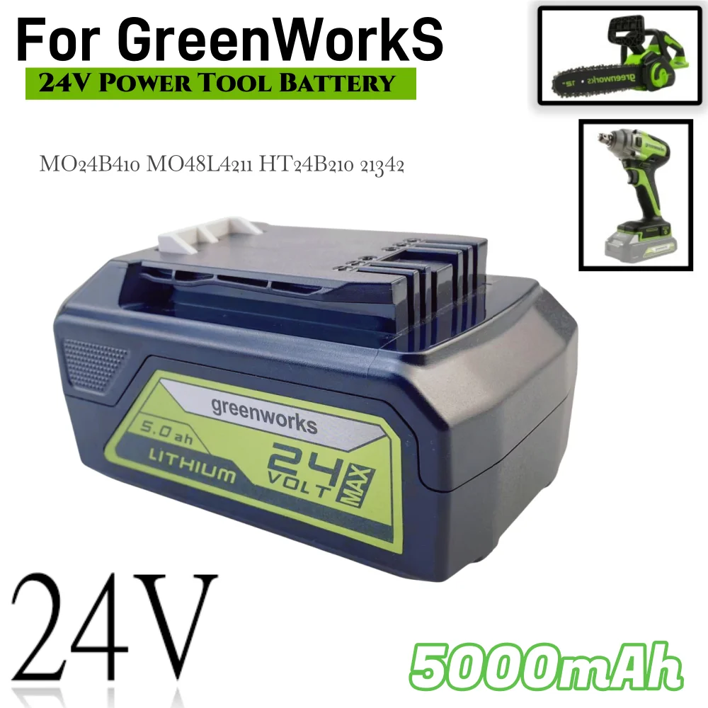 

100% for 24V Greenworks 8.0Ah Lithium-ion Replacement Battery G24B2 ALL devices of 24V tools 29842 29852 BAG708 29322 21342