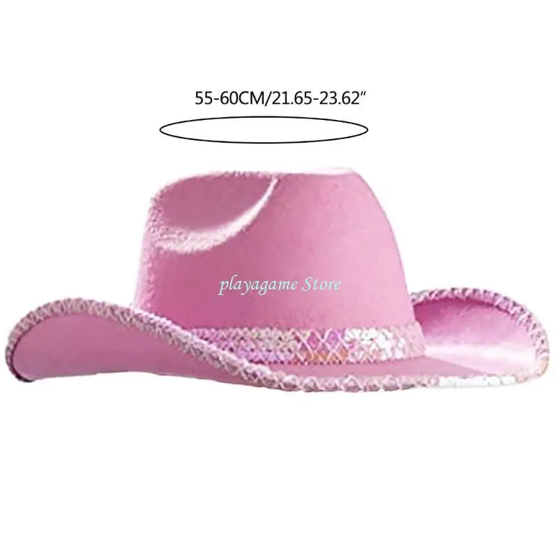 Y88A 패션 장식 조각 Sesign 카우보이 모자 여성 남성 파티 모자 핑크 Fedoras 모자 디스코
