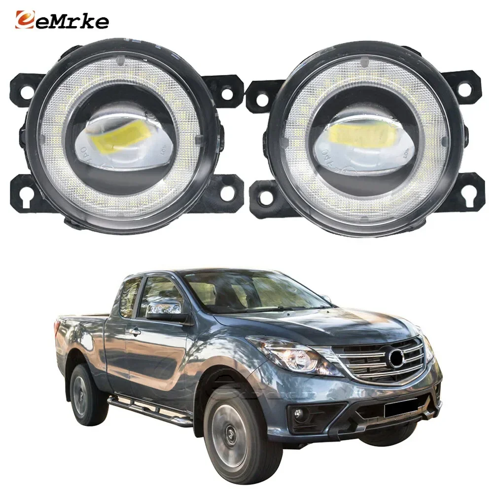 

2 Pieces Car Lens LED Fog Lights Angel Eye DRL Daytime Runinng Light Lamp for Mazda BT-50 2018 2019 2020