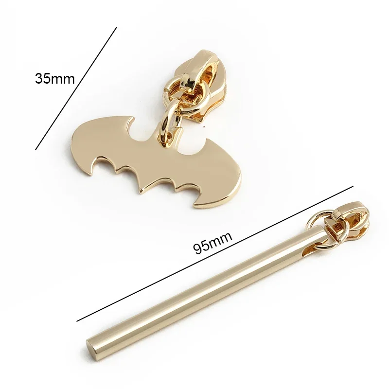 10/50/100PCS 5# Nylon Bat Shape Metal Zipper Puller Slider Head For Bags Garment Decorative Zips Repair Kits Sewing Accessories