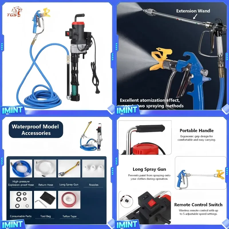TGS Industrial Grade OEM Portable Waterproof Coating Primer Spray Machine Plastic Water-Based Polyurethane JS Cement Oil