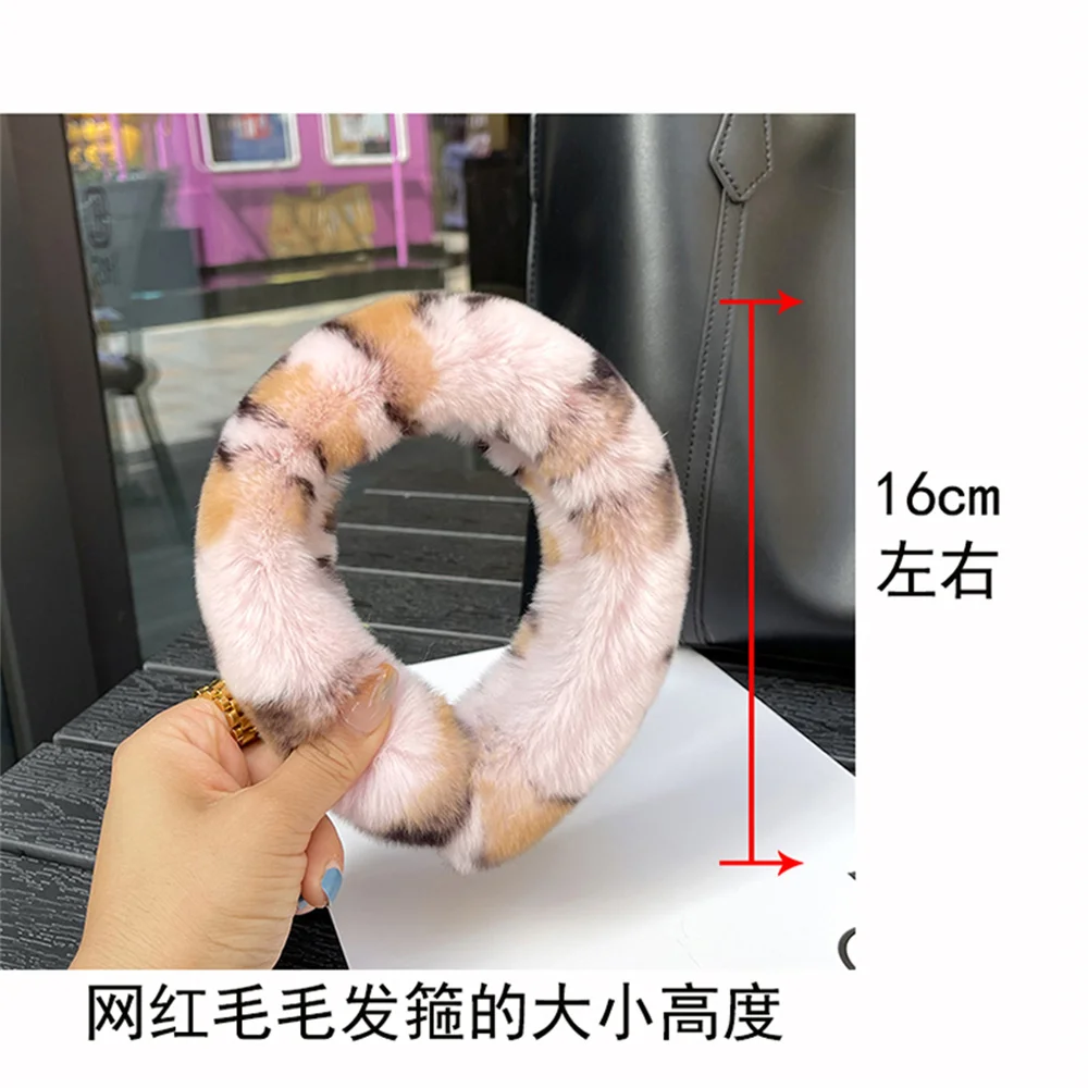 New Luxury Lady Hair Clips Winter Real Rabbit Fur Headband For Women Accessories Solid Head Wraps Warm Furry Hair Bands Gift