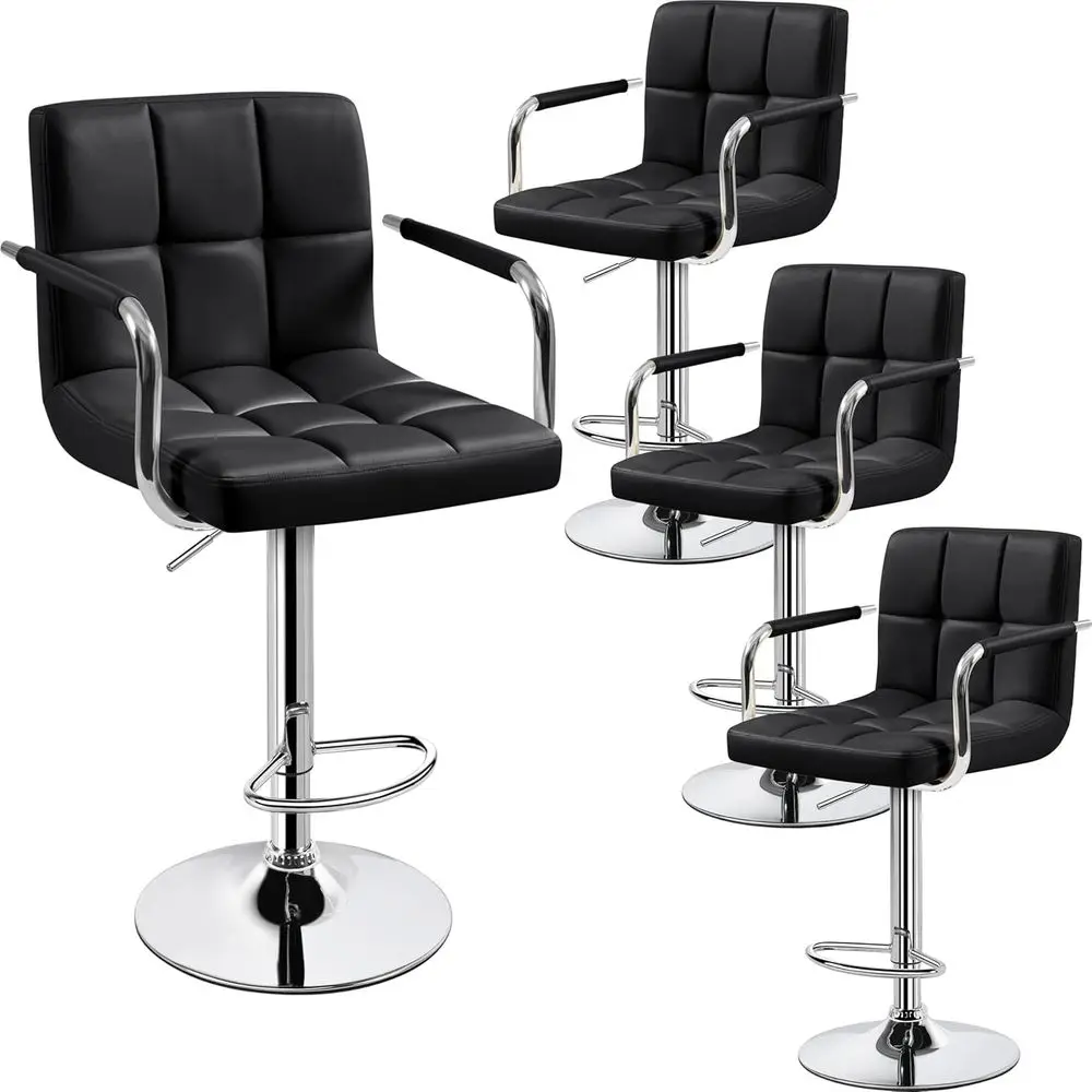

Bart Stools Set of 4, PU Leather Adjustable Barstools with Armrest, Counter Height Stool Chairs with Thickened Seat Cushion for