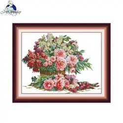 Joy Sunday Cross Stitch Kit Bunch of Flowers Pattern Printed Counted Aida Fabric 16/14/11CT Art Craft DIY Needle Embroidery Kit