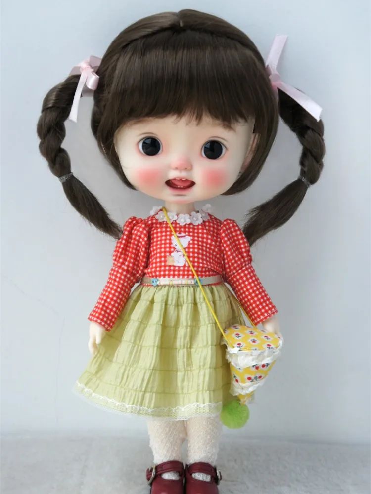 JD607 9-10inch 10-11inch Popular Twins Braids  Synthetic Mohair BJD  Wigs  Blythes  Pullip QBaby DOLL Accessories