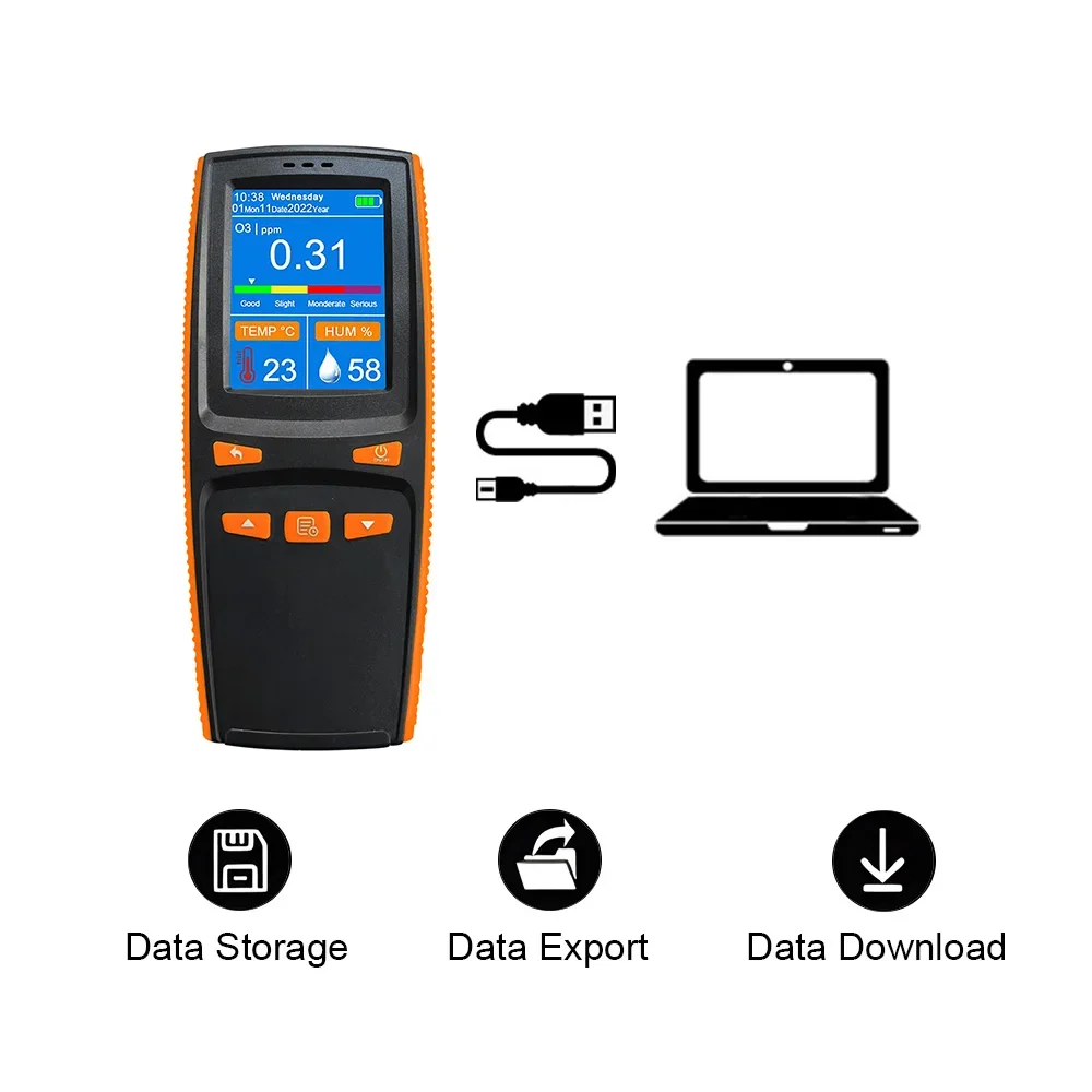 Dienmern New DM509 O3 Handhold Ozone Monitor Home Highly Accurate Air Quality Detector LCD Display Temperature/Humidity