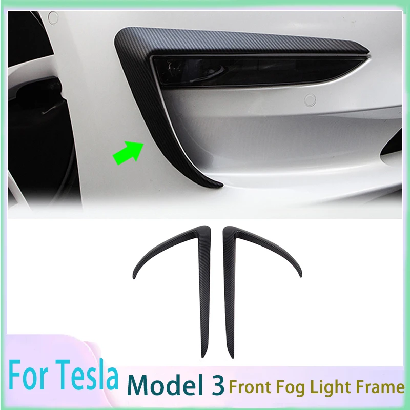 

For Tesla Model 3 Front Fog Light Frame ABS Carbon Fiber Matte 1 pair 2022