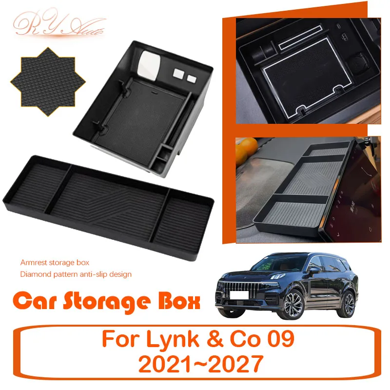 Car Storage Box For Lynk & Co 09 2021~2027 Anti-dirty Armrest Center Console ABS Door Boxes Cover Before Screen Auto Accessories