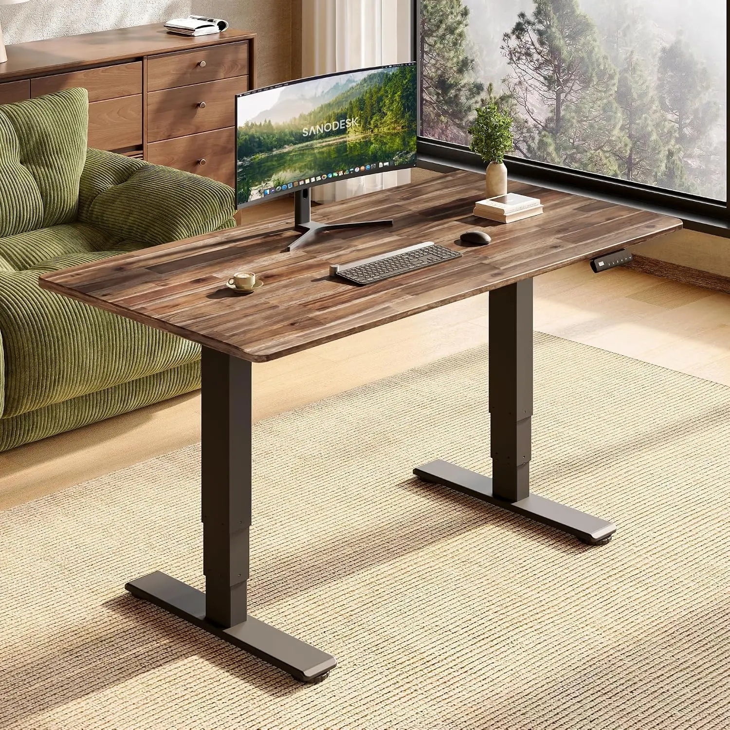 Solid Wood Dual Motor Standing Desk 55.1
