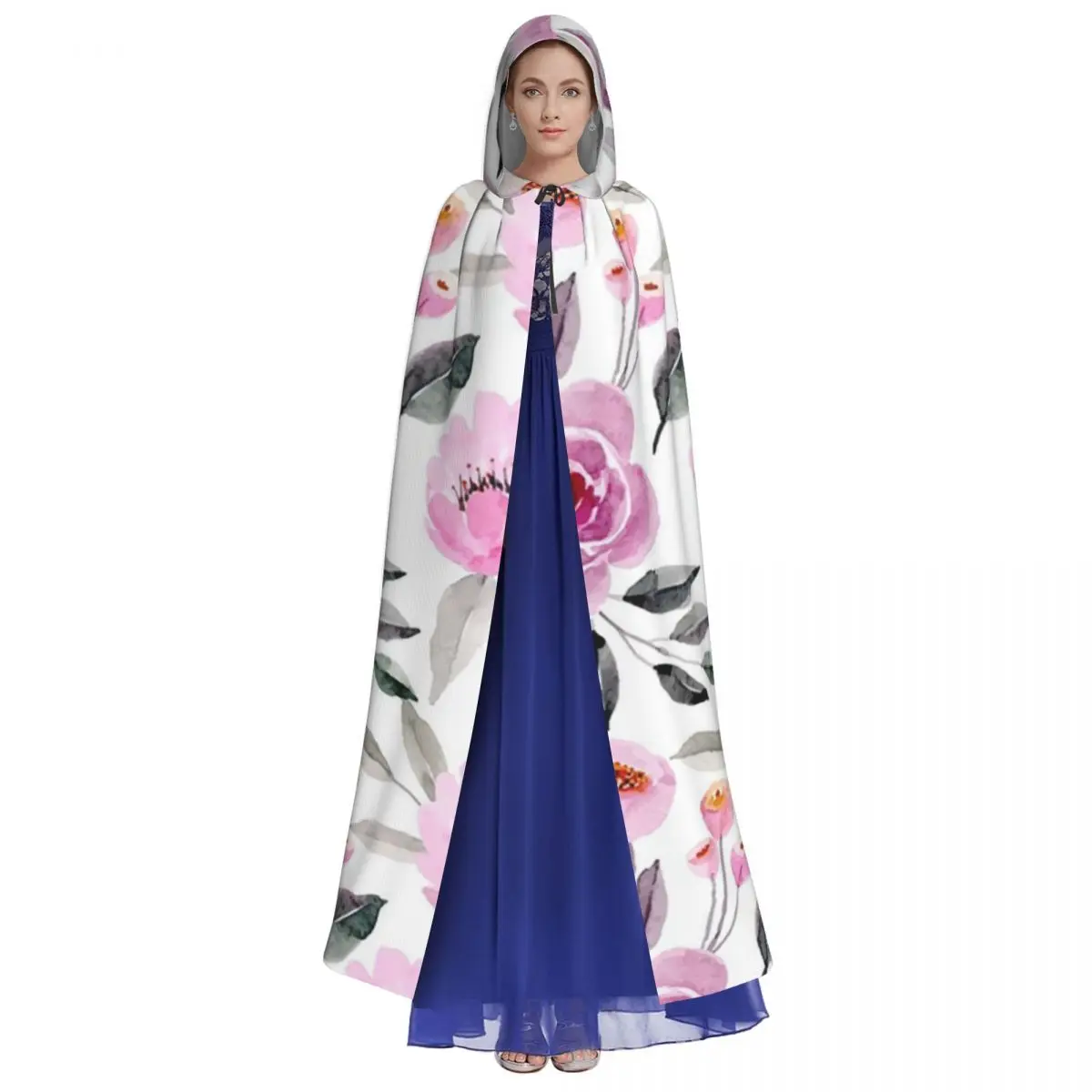 Fundos florais vintage, um visual atemporal, capa longa com capuz, bruxa, fantasia medieval, capa cosplay, festa de halloween, adulto, unissex