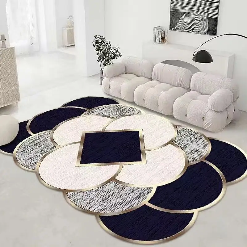 Nordic Simple Geometric Style Living Room Carpet Decoration Bedroom Non-slip Washable Bedside Mat Easy Clean Study Irregular Rug