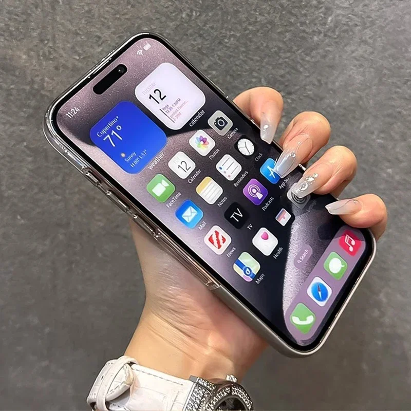 2 in 1 Titanium Gray Splice Ultra-thin Series Phone Case for IPhone 16 15 Pro Max Plus for Apple Shockproof Protect Hard Cover