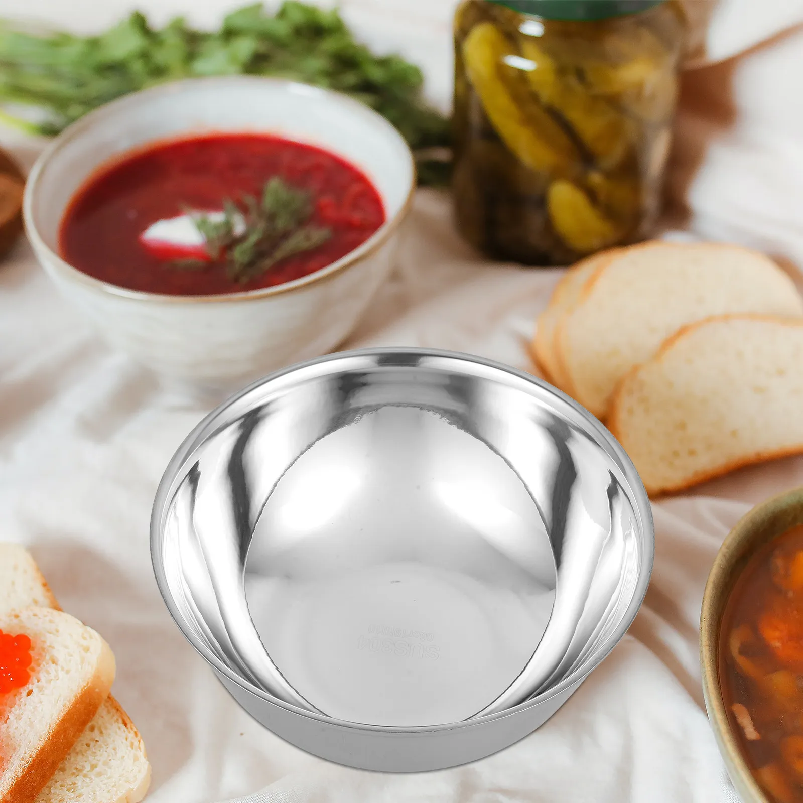 1Pcs Stainless Steel Bowl Double Layer Insulated Food Container Large Soup Bowl Household Ramen Instant Noodle Salad Holder