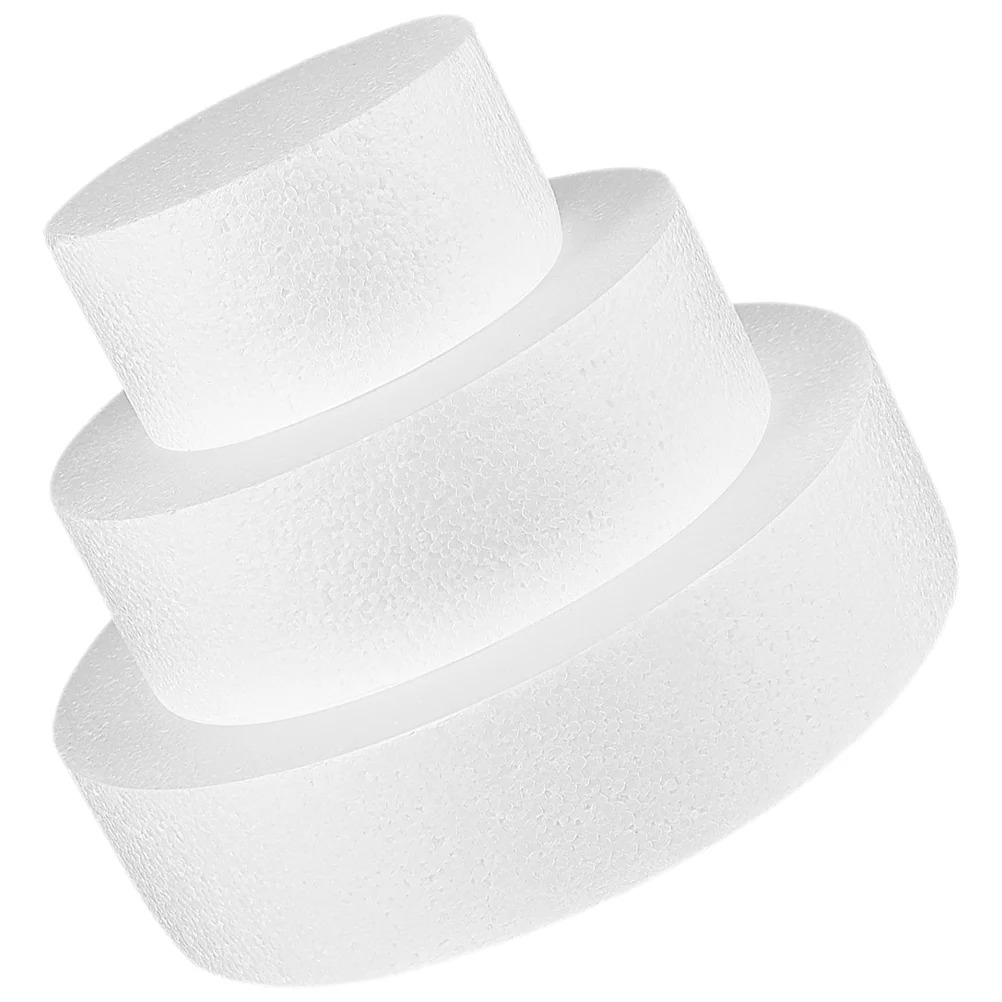 3 Pcs Lightweight White Foam Model Round Form Practicing Dummies for Prop Party Decor Customizable Fake Cake Dummy Tool Cake