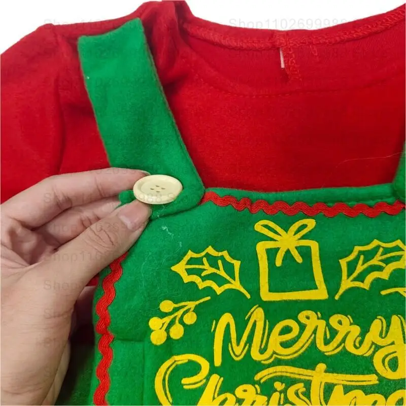 أزياء سانتا كلوز اللطيفة لعام 2025 للنساء والفتيات ملابس عائلية متطابقة لعيد الميلاد ملابس قزم أحمر وأخضر مع قبعة أغطية أحذية #4