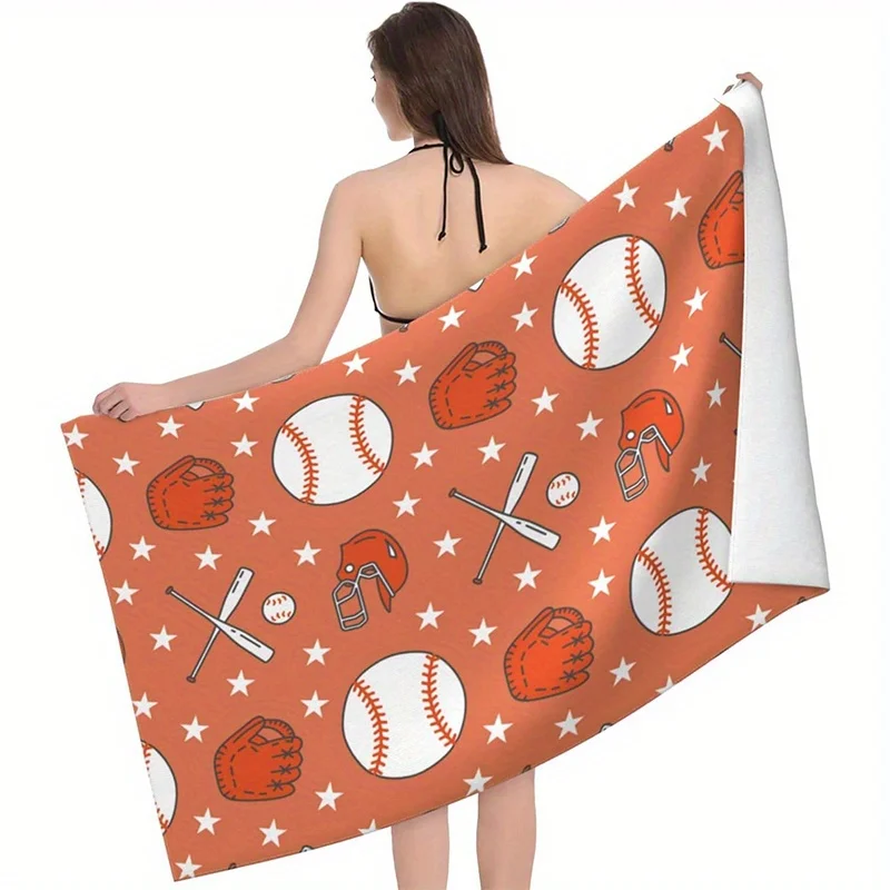 

Beach Towel Baseball Printed Pattern Sun Protection Windproof Suitable For Swimming Pool Camping Travel Blanket