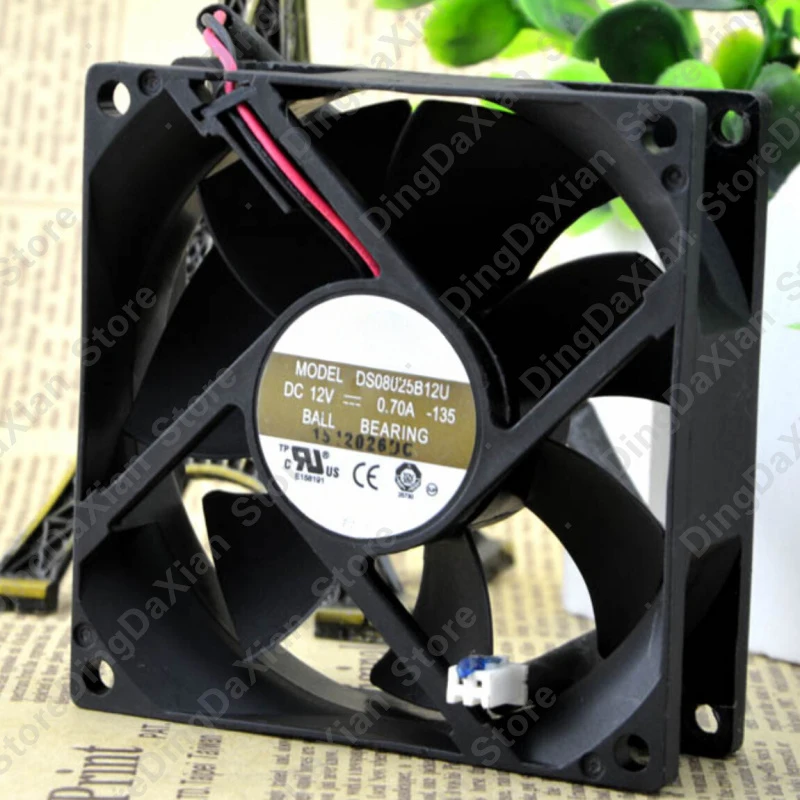 X 1PCS For AVC DS08025B12U | 12V 0.70A | 8CM | Double Ball 2-Wire Cooling Fan
