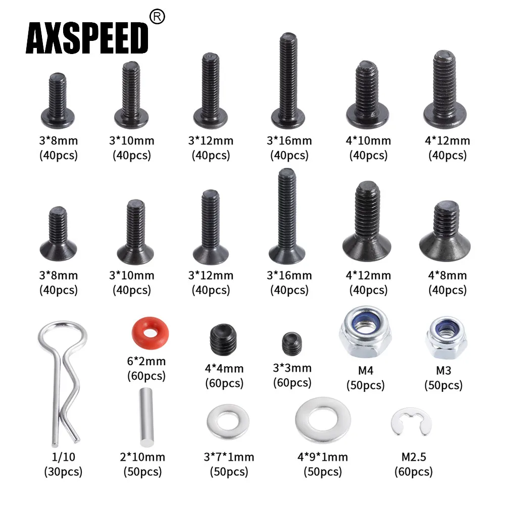 

AXSPEED 1Set Screws Box Set for Axial SCX10 TRX-4 1/10 RC Crawler Car Truck Upgrade Parts Accessories
