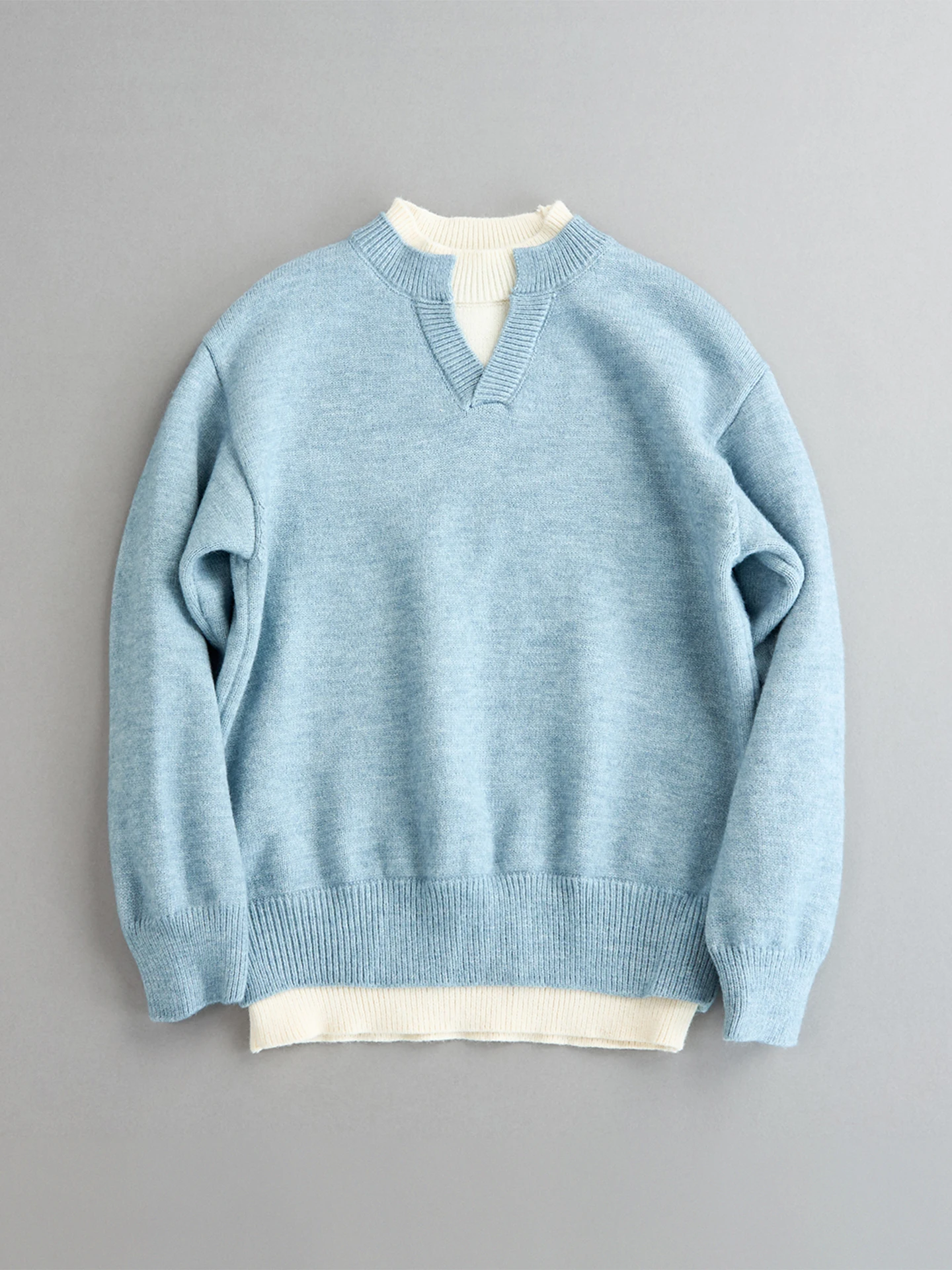 

Blue V-Ne Knitwear Casual Men's Inner Wear Top Loose Fit Comfortable Mid-Thi Warm Long Sve Autumn Winter Street Sle